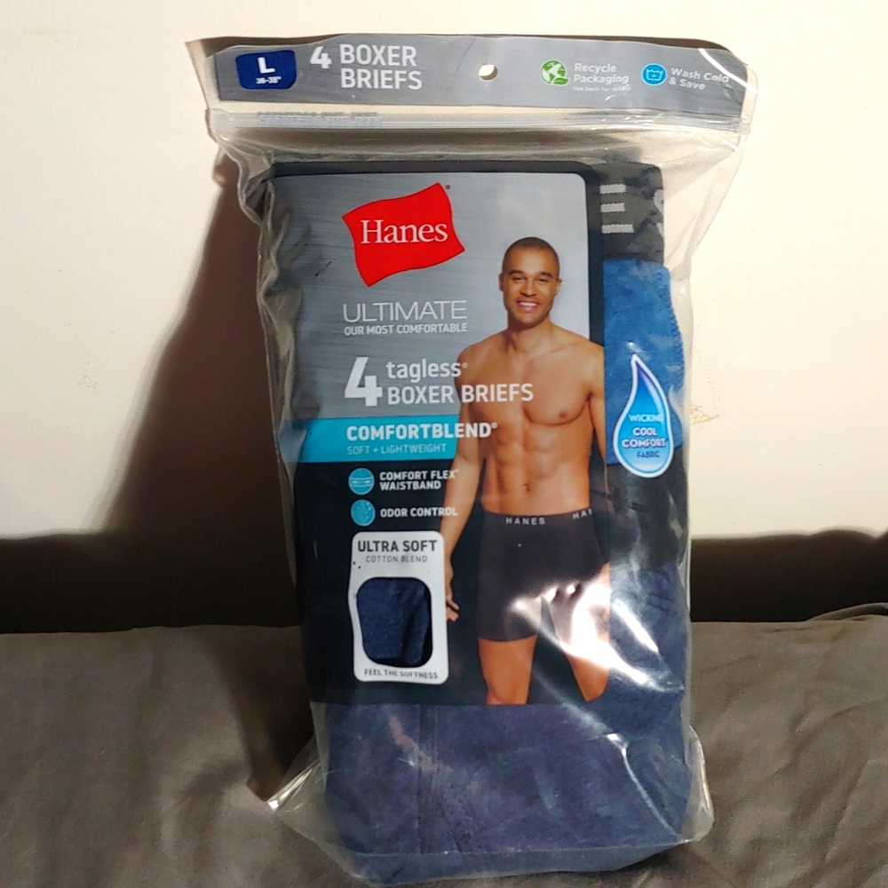 Mens Hanes Boxer Briefs NWT Large 36-38
